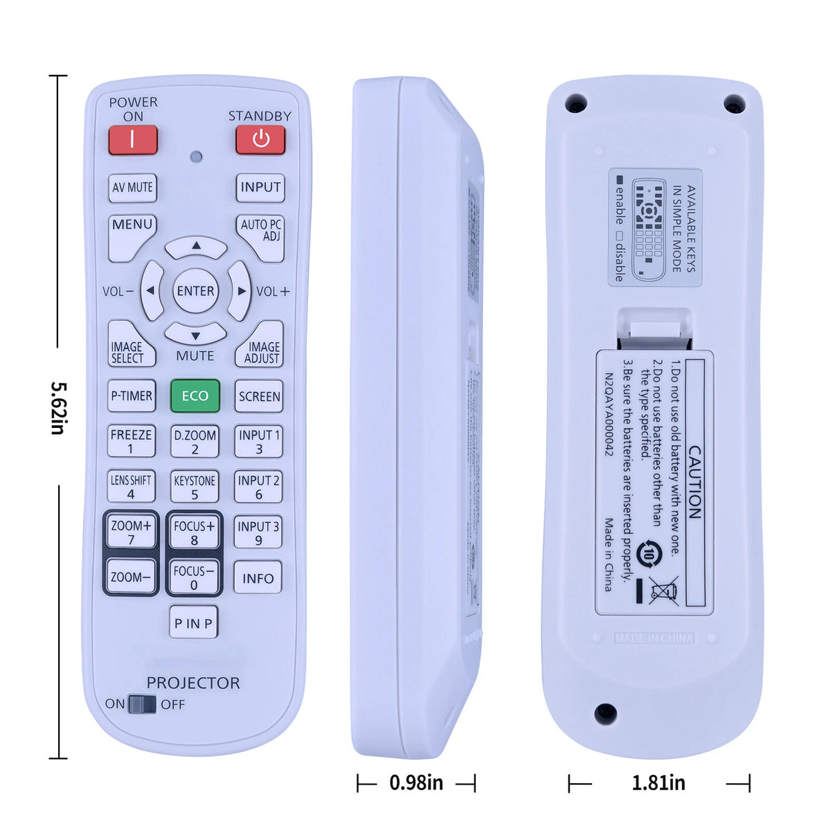N2QAYA000042 Remote Control For Panasonic N2QAYA000041 6451055569 LCD Projector