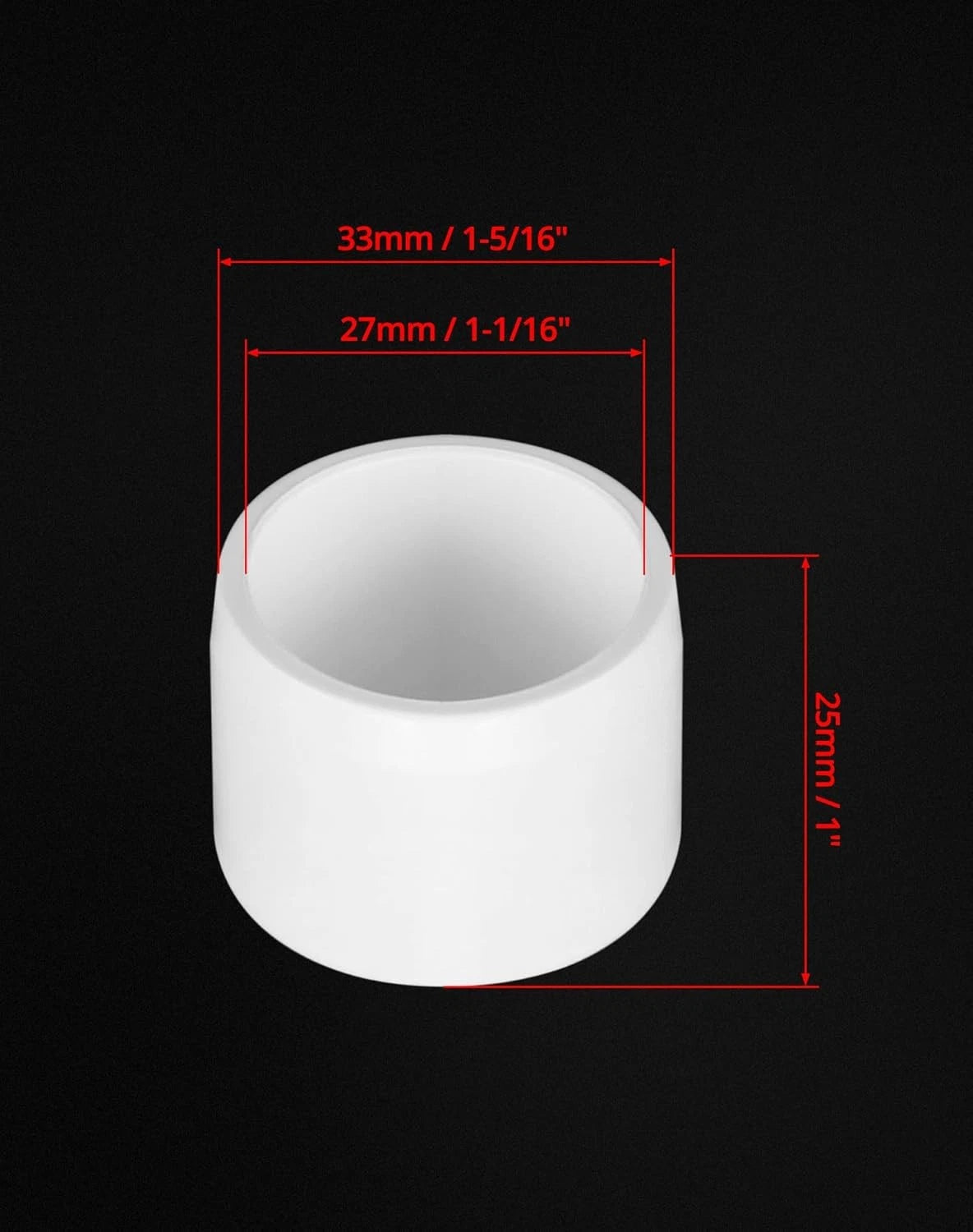 QWORK PVC External End Cap, Furniture Grade SCH40 Fitting, 0.75 Inch, 20 Pack