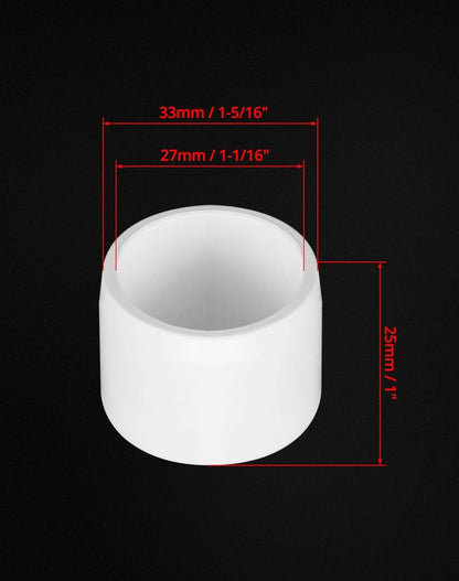 QWORK PVC External End Cap, Furniture Grade SCH40 Fitting, 0.75 Inch, 20 Pack