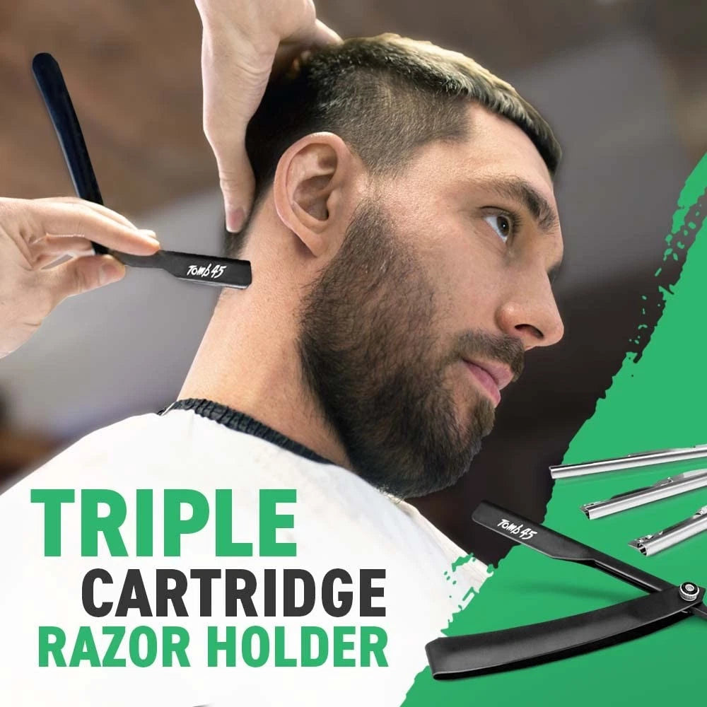 Tomb 45 Triple Cartridge Razor Holder | Disposable 1 Count (Pack of 1), Black