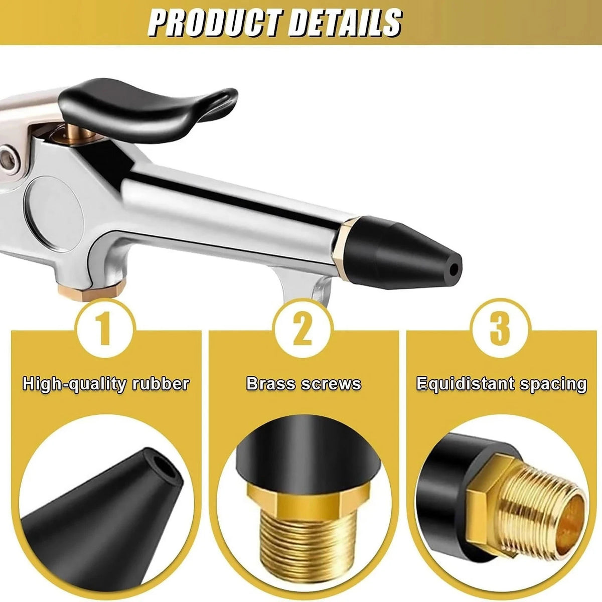 8PCS Blow Gun Rubber Tip, Air Nozzle with 1/8" NPT Male for Air Compressor