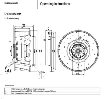 Ebmpapst R4D560-AQ03-01 Centrifugal Fan AC230V/400V High-voltage Cabinet Fan