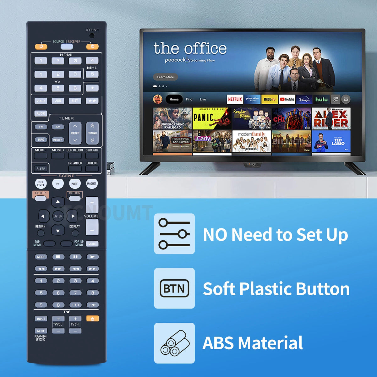 RAV494 ZF30350 Remote Control For Yamaha AV Receiver RX-V475 HTR-4066