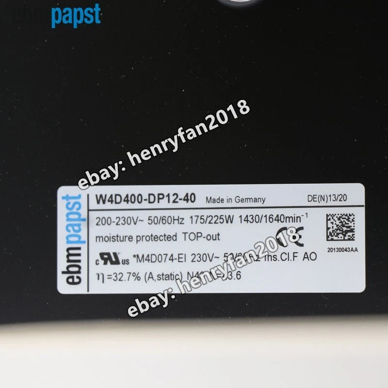Ebmpapst Fan W4D400-DP12-40 AC 230V 175/225W Axial Cabinet Cooling Fan