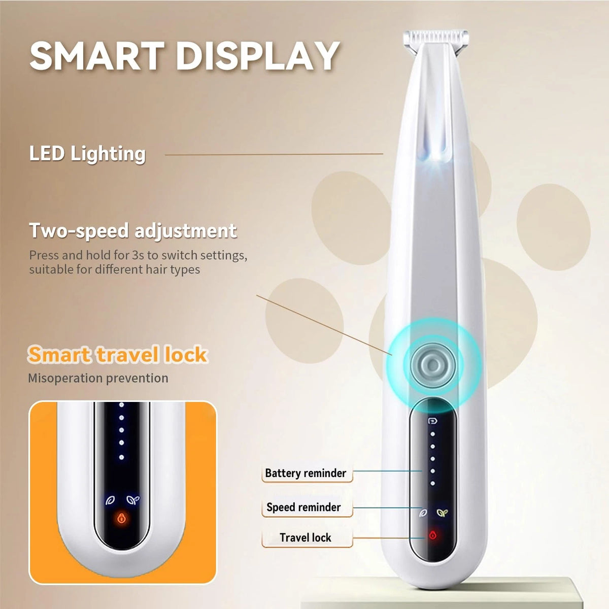 MOONEON 2026  Pet Precision Trimmer, Dog Paw White With Extra Blades