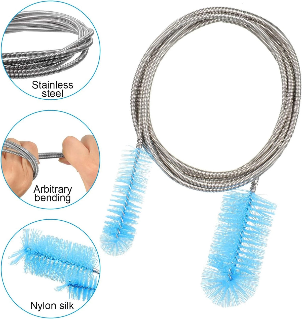 Patelai 3 Pieces Aquarium Filter Hose Brush 61.02 inches, 78.74 inches