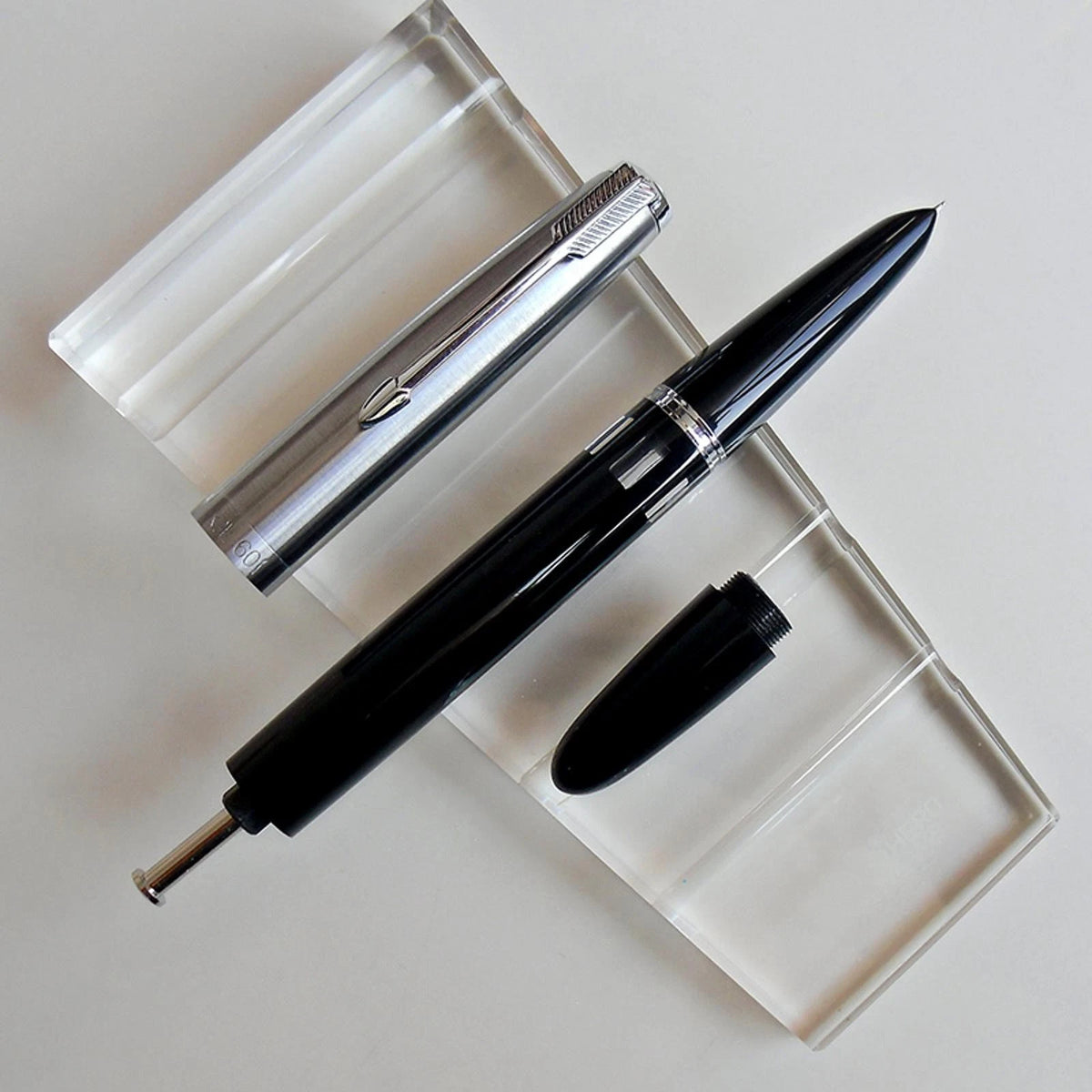 Black 138mm Wing Sung 601 Steel Cap Vacumatic Fountain Pen F Nib 0.5mm Ink Pen;