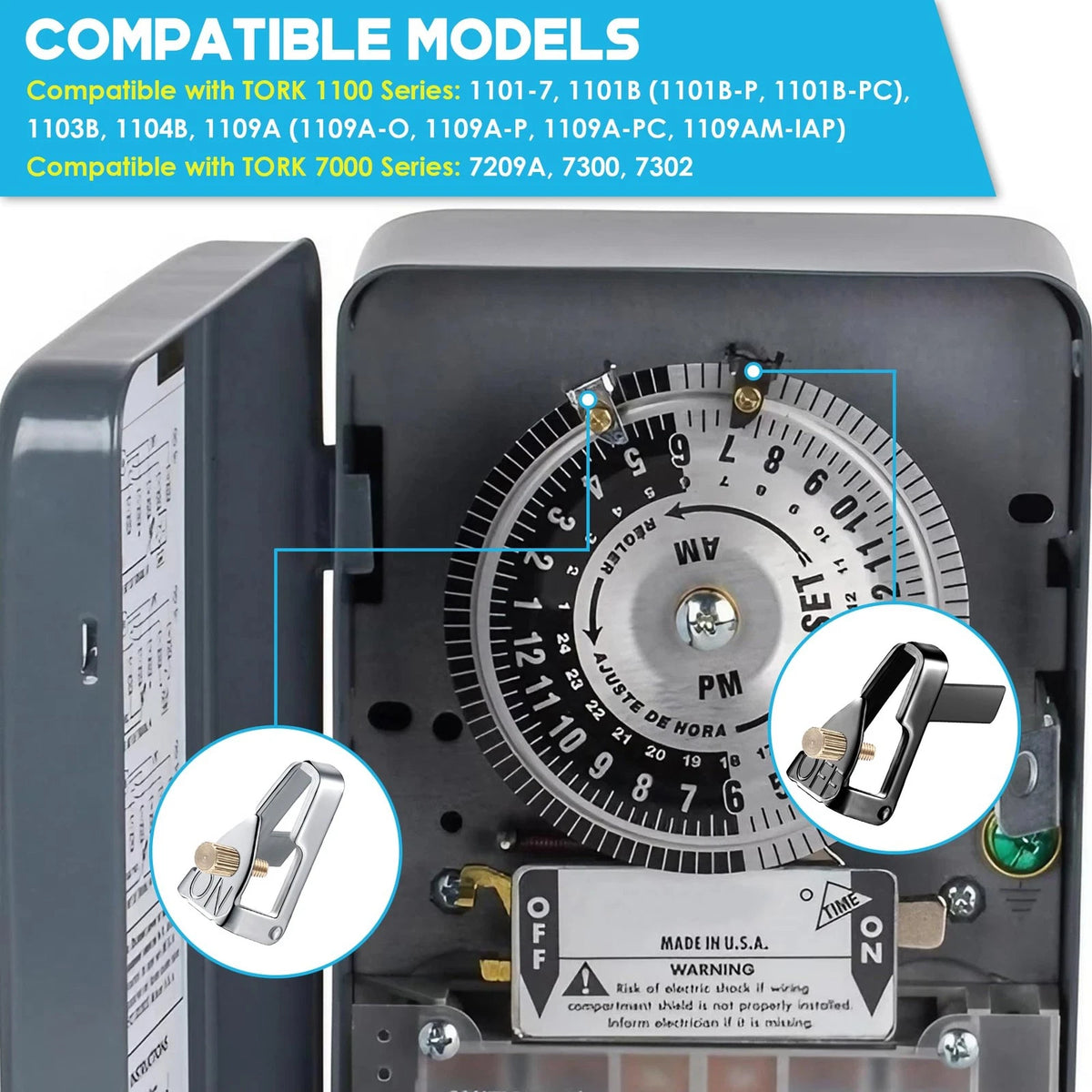 Dreyoo Time Switch Replacement Trippers Kit, 5 ON /5 Off /10 Screws black