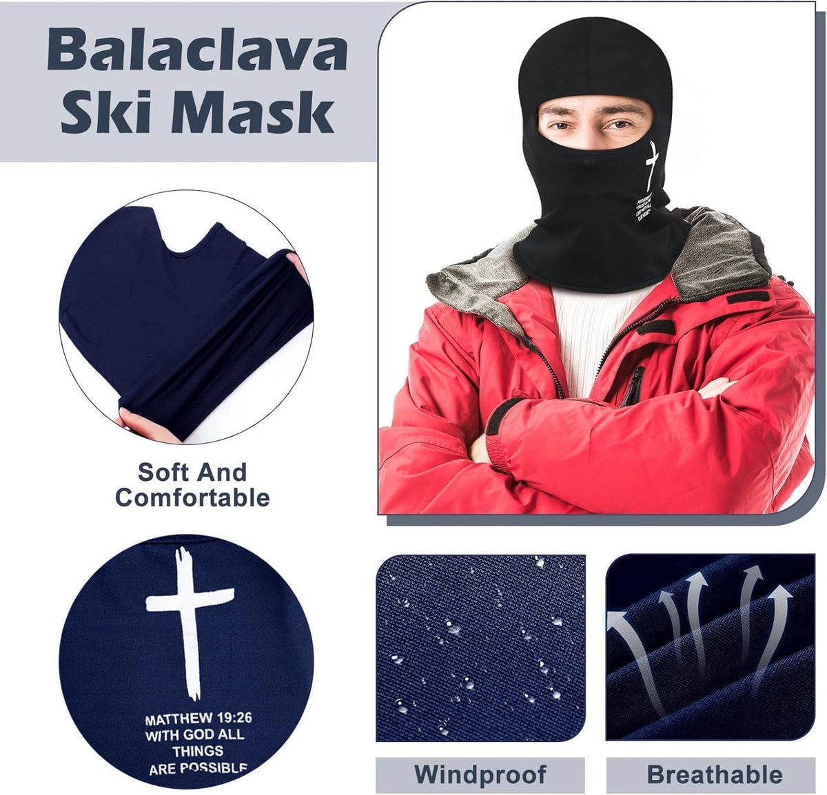 4 Pcs Football Cross Ski Mask Full Face Cover Faith Christian Balaclava...