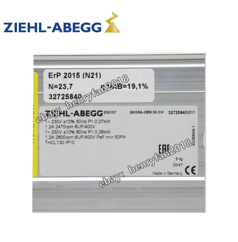 Ziehl-abegg Fan QK08A-2EM.50.CH Cross Flow Fan 230VAC 1.2A 270/280W Cooling Fan