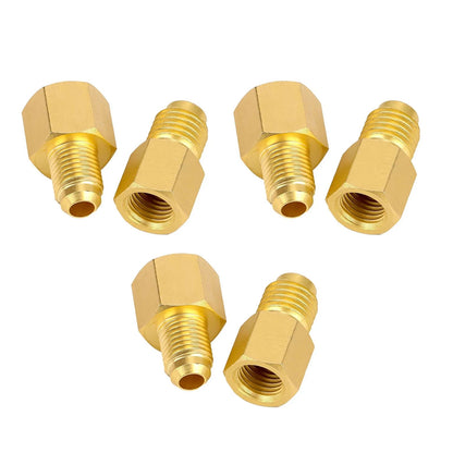 Brass Refrigerant Adapters Kit for R12 R134a Systems Vacuum Pump Port Connection