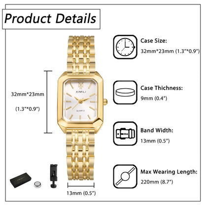 Avaner Women's Bracelet Square Watches: Gold Silver Stainless Steel