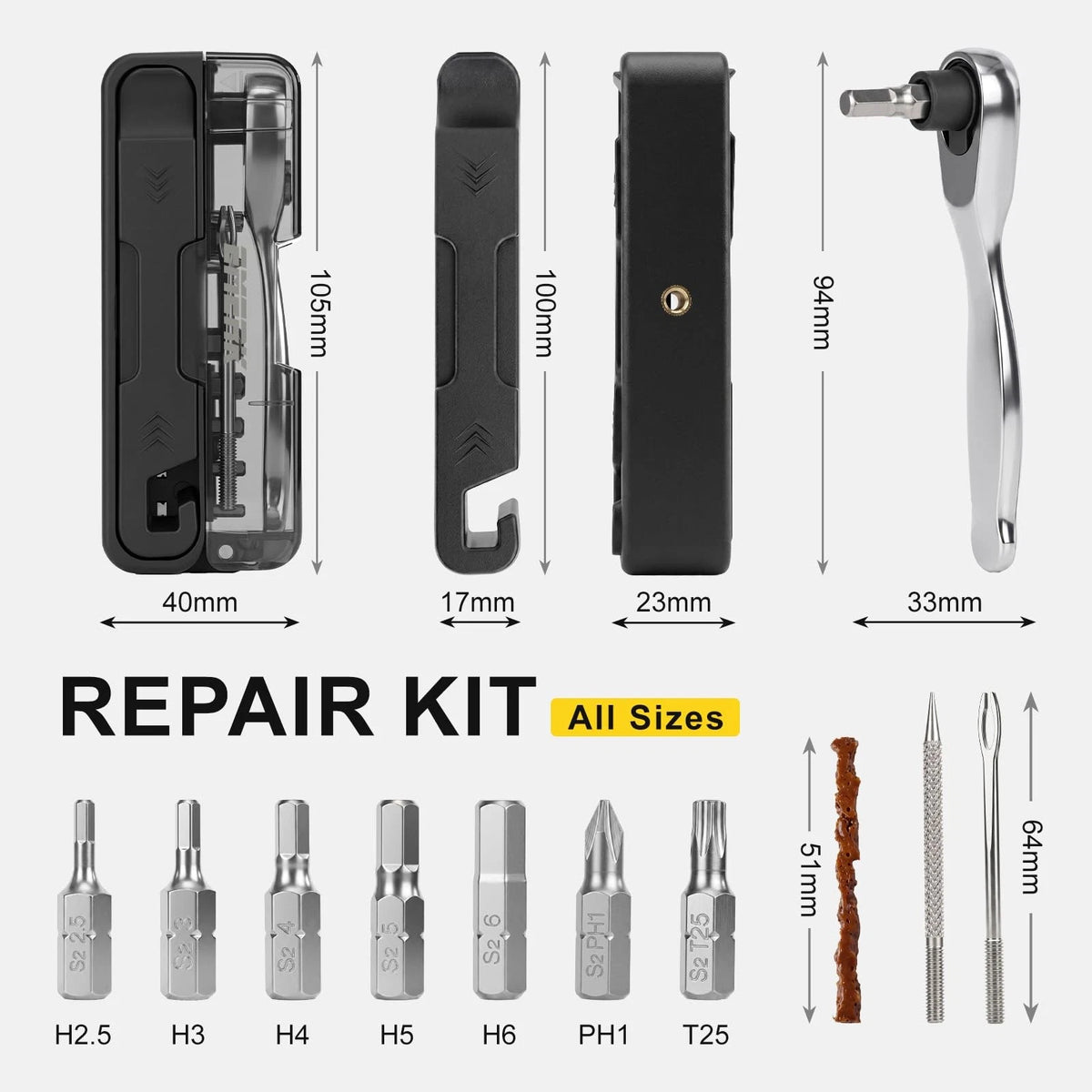 EMERK Bike Repair Tool Kit, Portable Multi with Ratchet Kit
