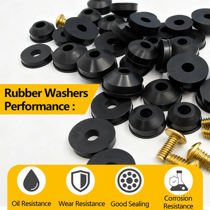 NBRINGO 114-Piece 12 Sizes Faucet Washer Assortment Kit - Flat & Black