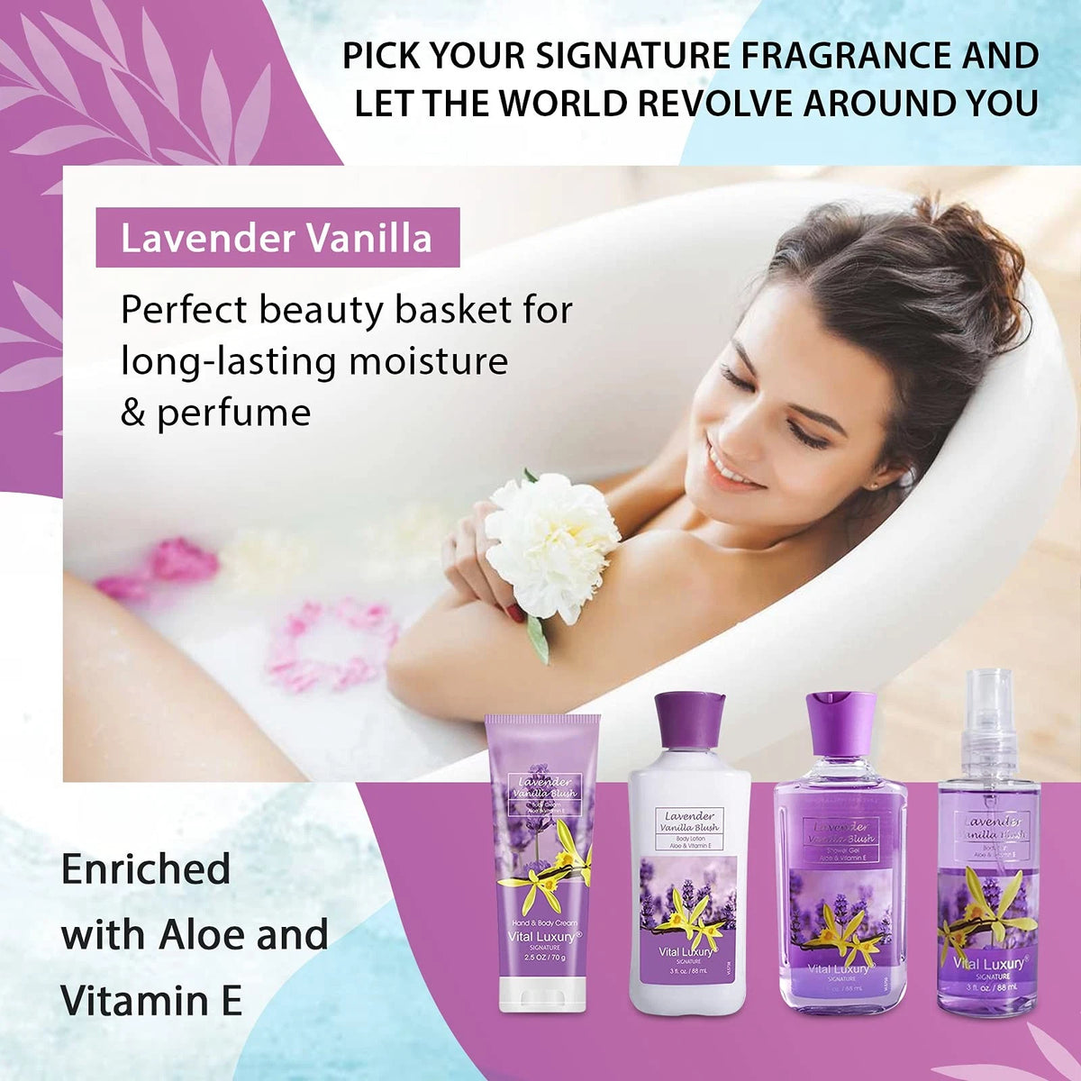 Vital Luxury Bath & Body Travel Kit - Lavender Vanilla Blush