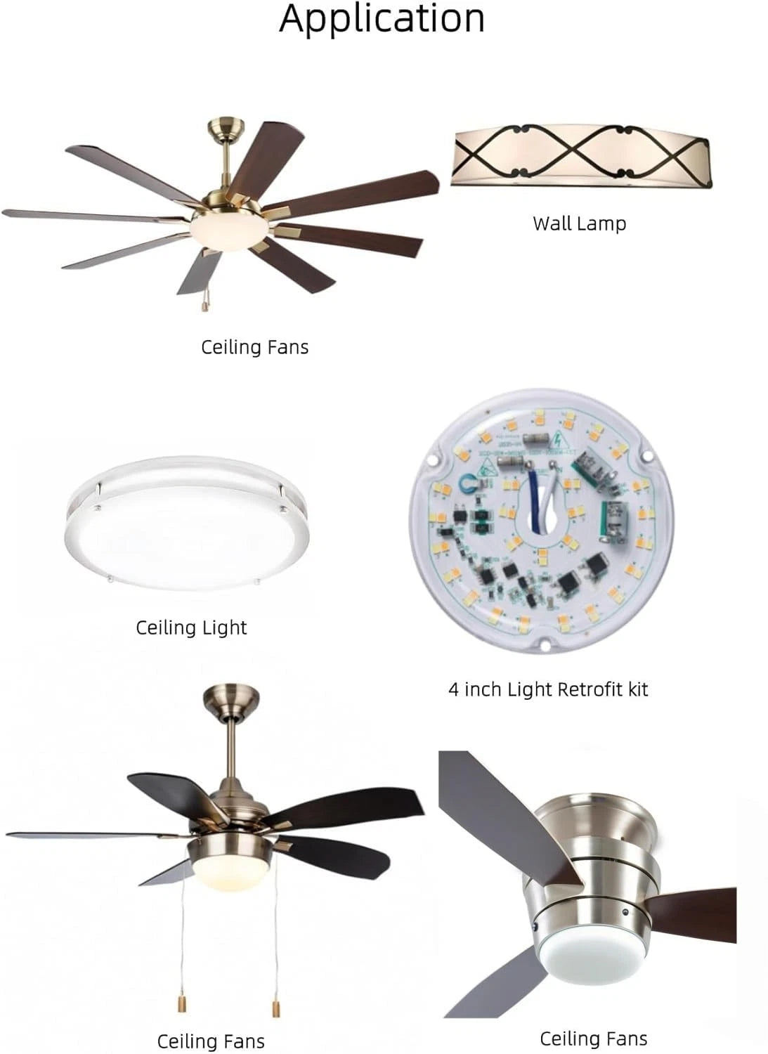 Ledytech 4 inch LED Retrofit Light Kit for Ceiling Fan 3CCT 3000K 4500K 6000K