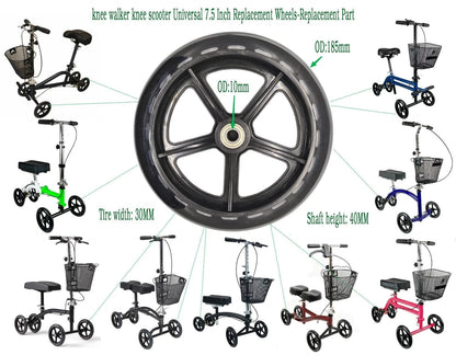 knee walker scooter replacement wheels,7.5 Inch 7 5 inch, Black+Transparent