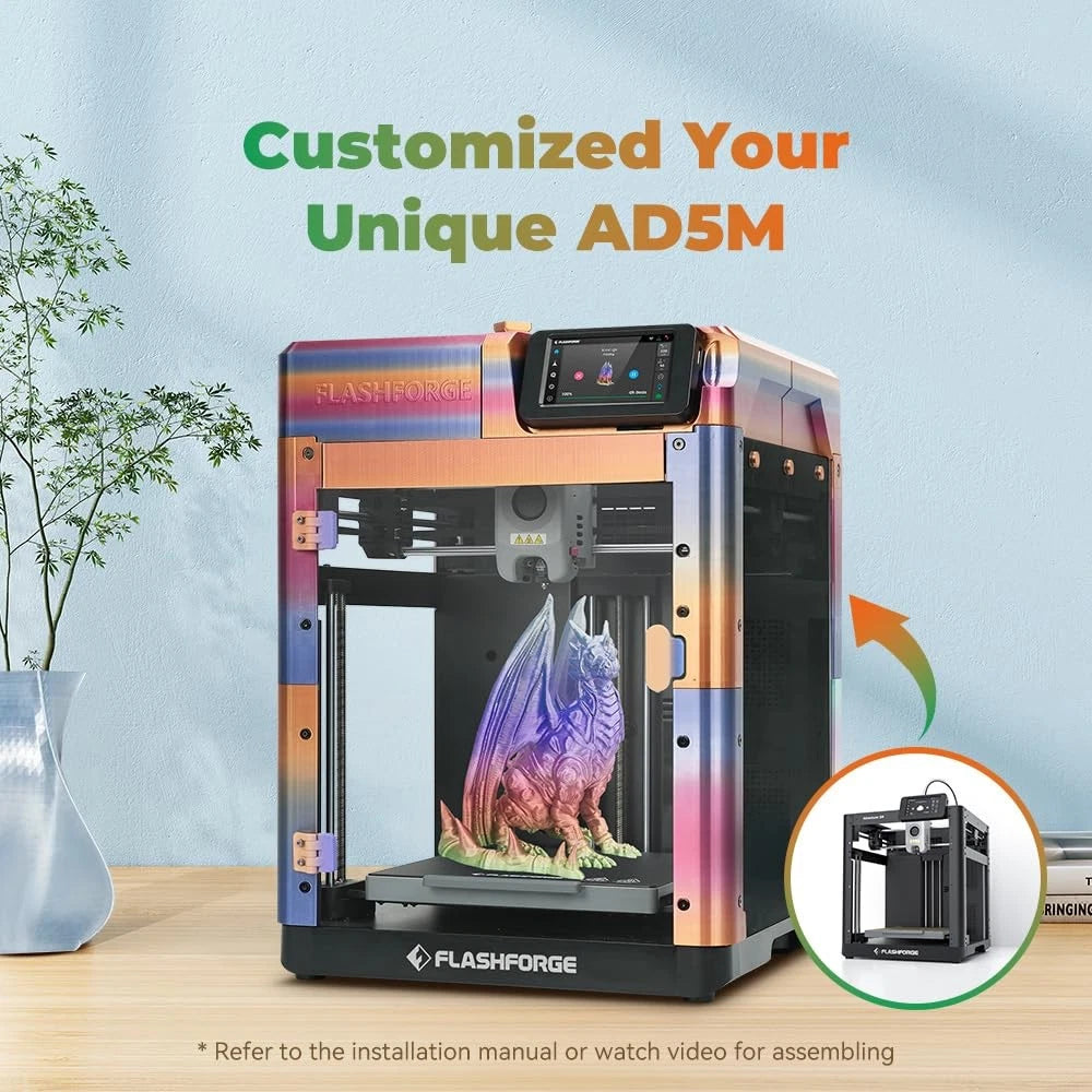 FLASHFORGE 3D Printer AD5M Enclosure, Create Your Style, Dustproof and White