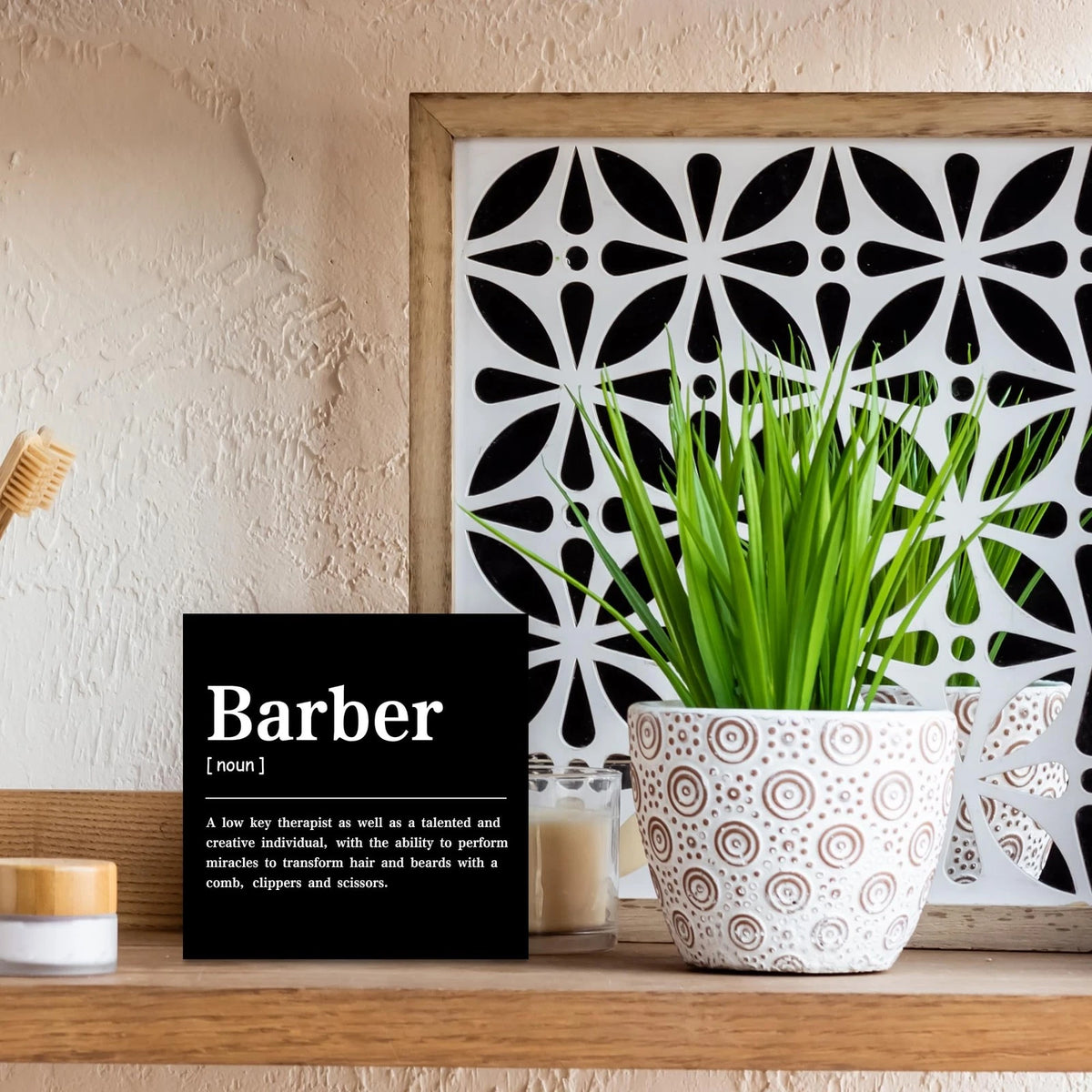 CUANFDDSF Barbershop Hair Salon Decor Wooden Box 5 x 5 inches, Barber - 1