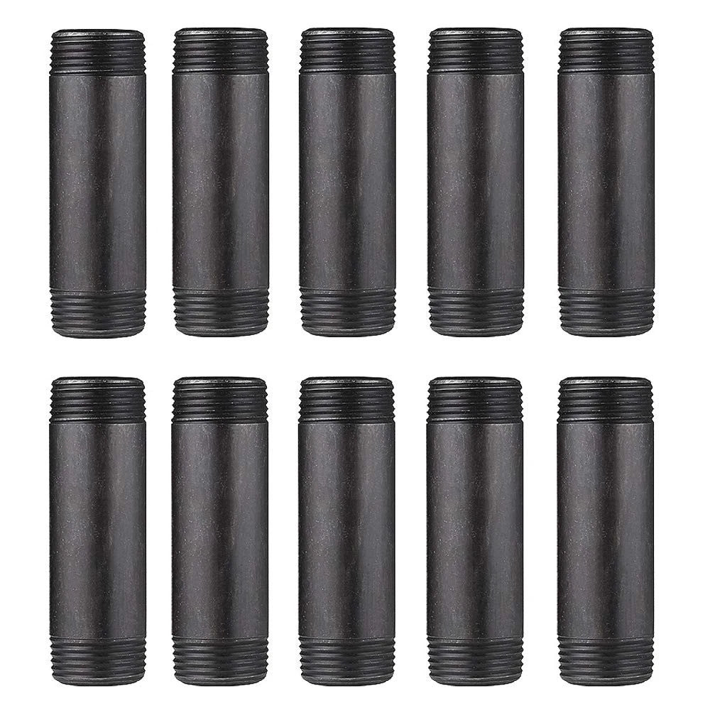 Niubid 10 Pack 1 Inches x 4 Black Malleable Steel 1'' x 4'',