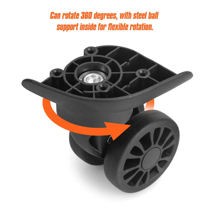 Domiella 2pcs Luggage Replacement Wheels, Suitcase Swivel Repair 2pcs, Black