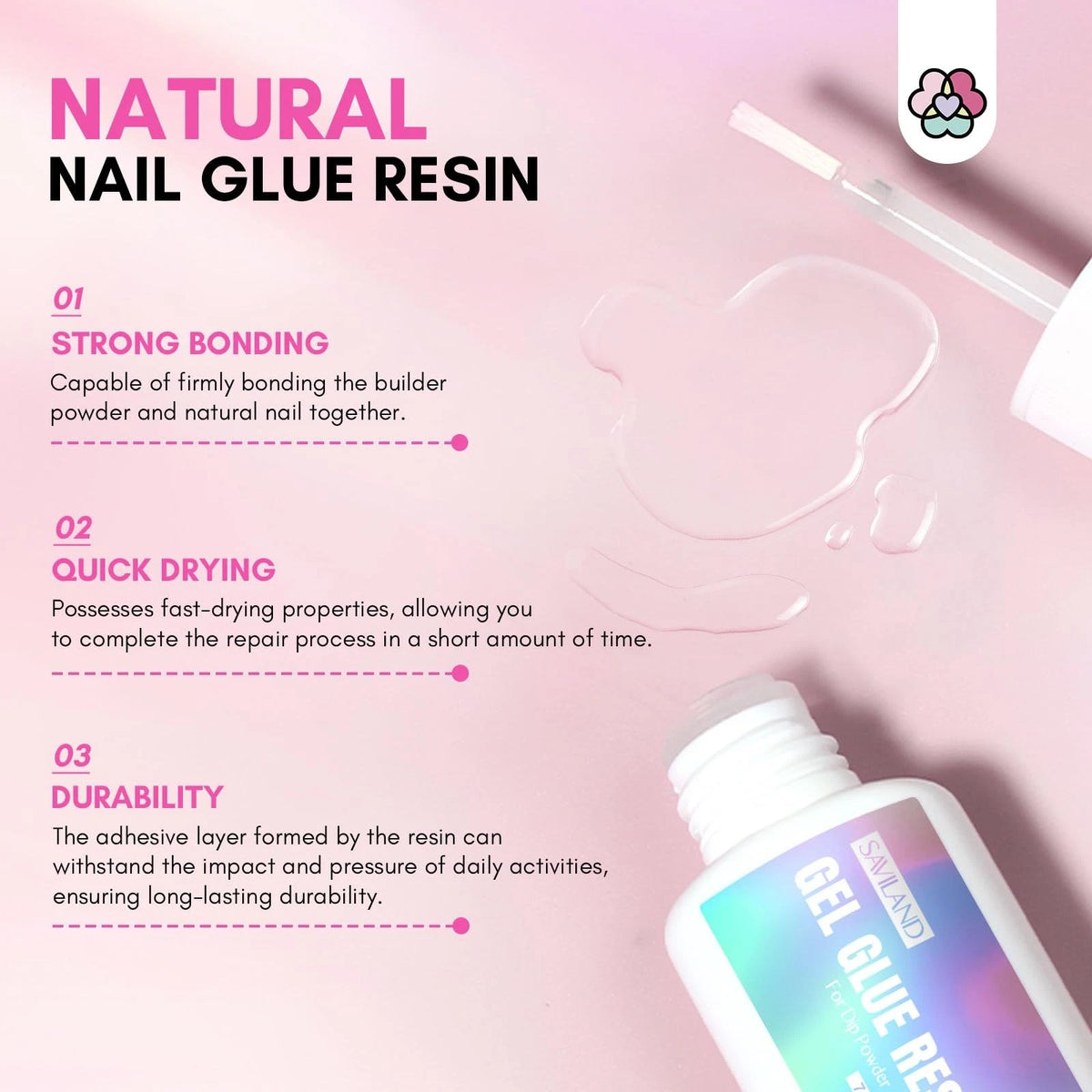 SAVILAND 60g Nail Repair Kit for Split Damaged Nails: 3 Mins 8PCS, Clear+Pink