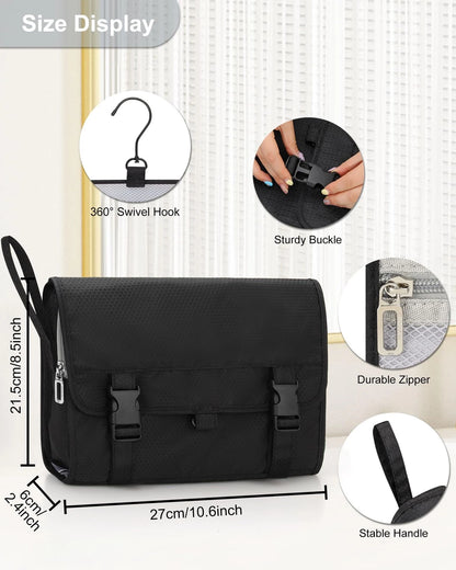 Relavel Travel Hanging Toiletry Bag for Men Women Kit Large, 01 Black