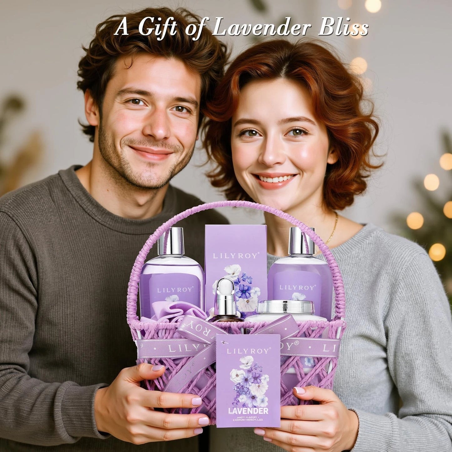 Spa Gifts Set, Birthday Gift for Mom - Lavender Baskets Purple