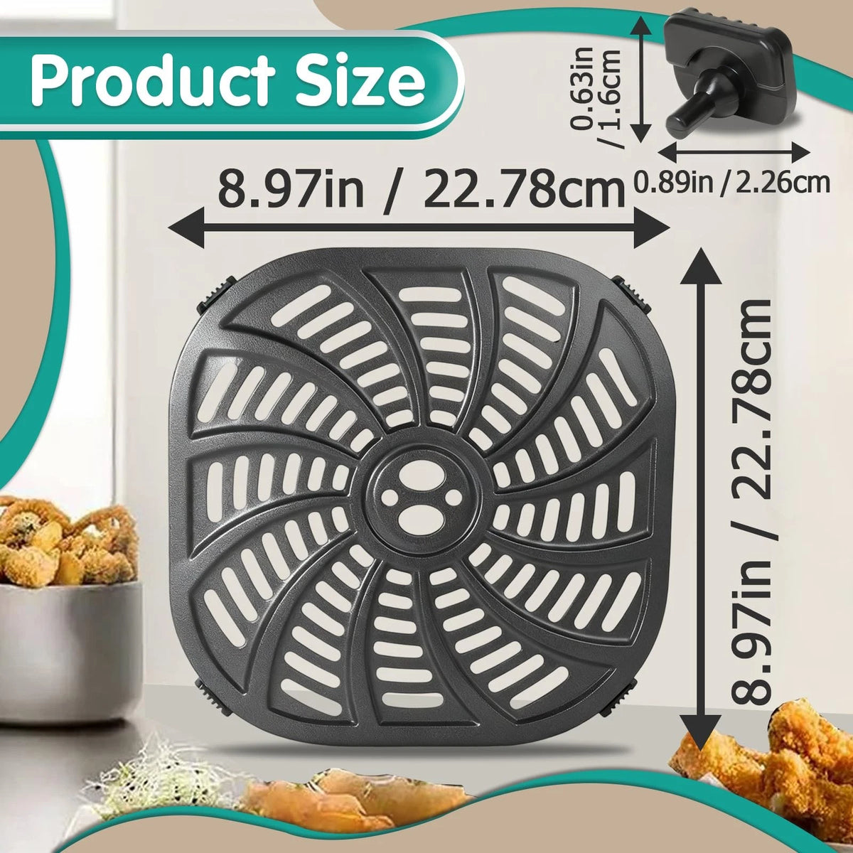 7QT Air Fryer Grill Plate for Gourmia GAF798 GAF716 Fryers, 8.97''×8.97'