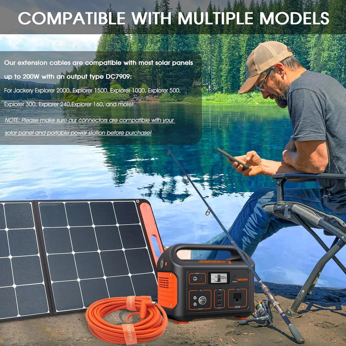 Solar Panel Extension Cable Compatible with Jackery 35FT, Orange