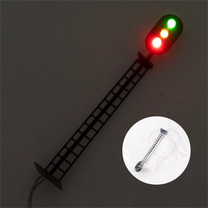 1:87 Scale Red Yellow Green Railway Signal Traffic Light Black Post With Ladder