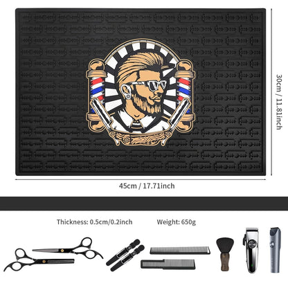 Non-Slip barber mats for clippers, Flexible Rubber Barber C 17.7x11.8, Black