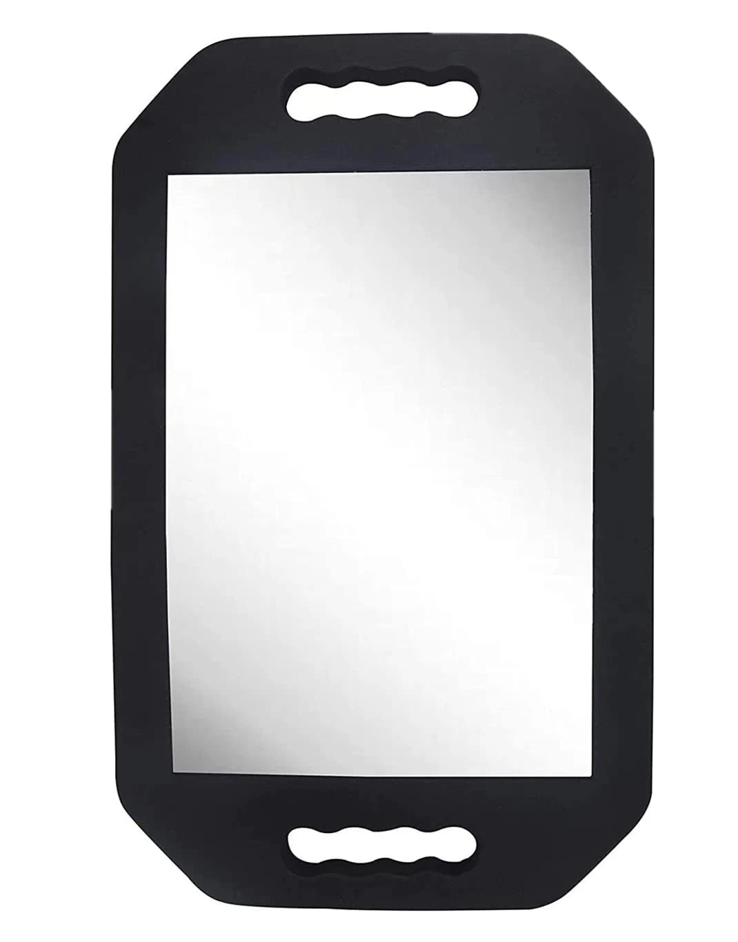 HREW Handle Mirror Large Rectangular Hand 15.7"L x 10.2"W, Black, Hot Pink