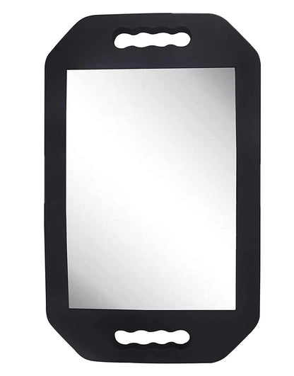 HREW Handle Mirror Large Rectangular Hand 15.7"L x 10.2"W, Black, Hot Pink
