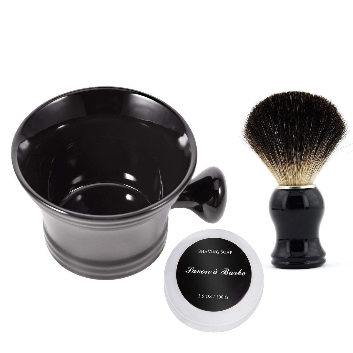 Ceramic Shaving Soap Bowl Kit For 5.3 inches wide x 4.1 high, Black