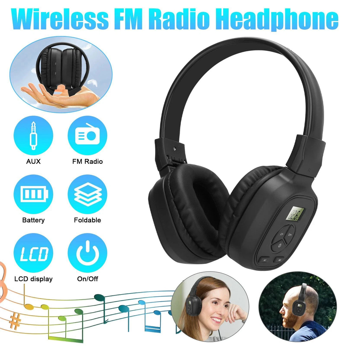 Portable Wireless FM Radio Headset perfect for using on your computer or MP3