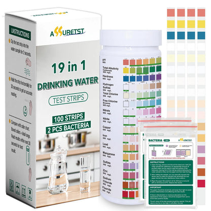 19 in 1 Drinking Water Test Strips, ASSURETST Quality Kit for Tap...