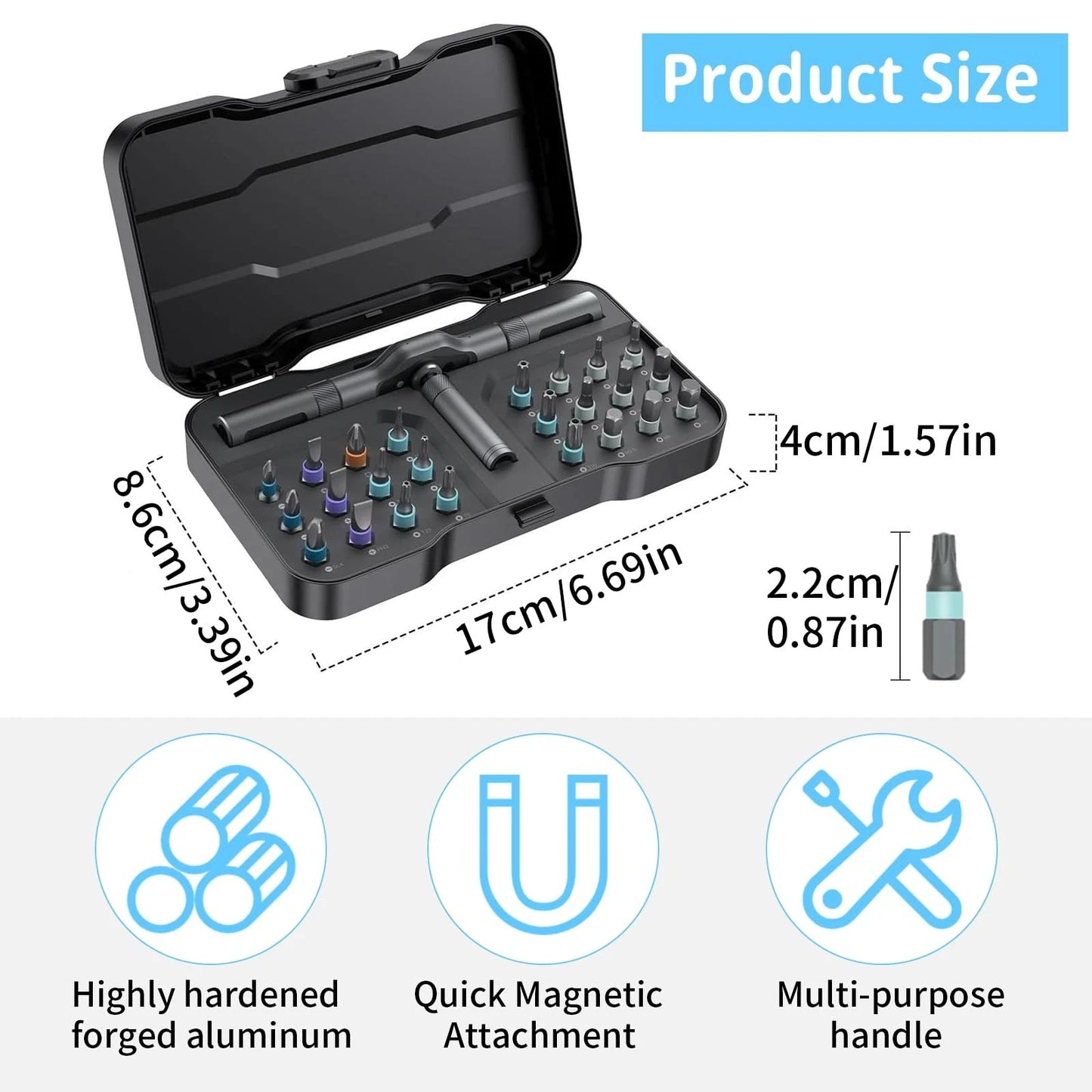 24 in 1 Magnetic Screwdriver Set, Ratchet Mini Precision Tool Kit Grey