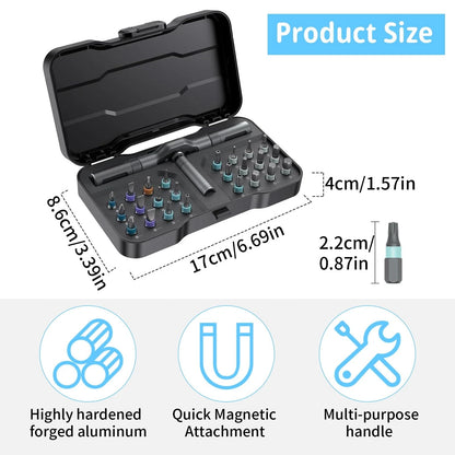 24 in 1 Magnetic Screwdriver Set, Ratchet Mini Precision Tool Kit Grey