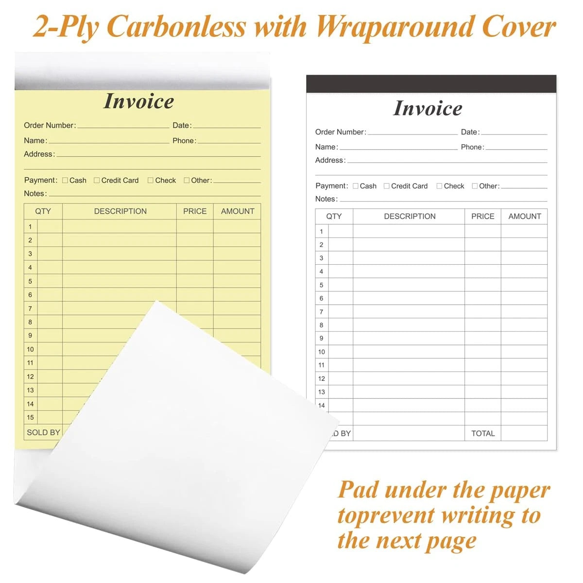 (2-Pack) Invoice Receipt Book with Cardboard 2-Part Carbonless, 5.5" x 8.5"...