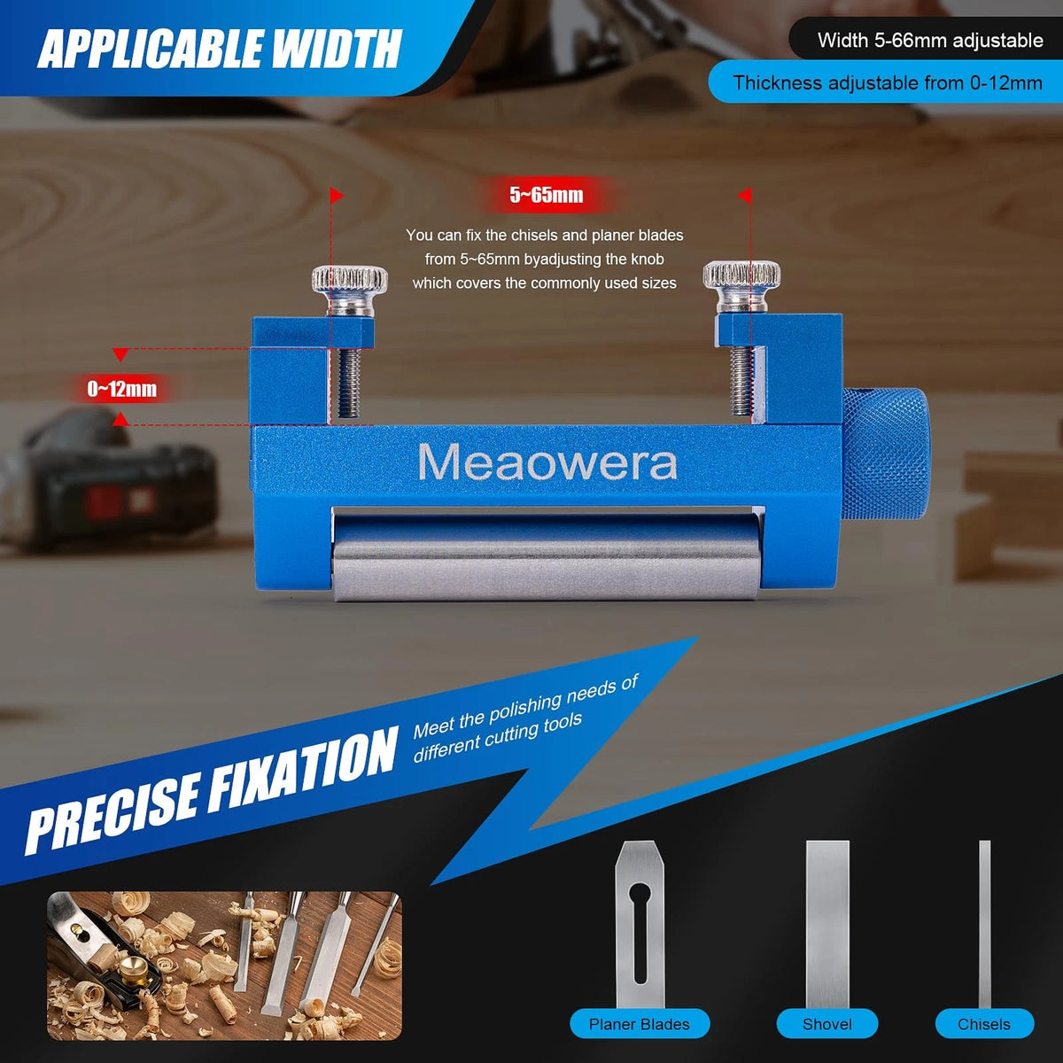 Chisel Sharpening Kit with 105*26*53mm, Blue Honing Guide and Stone
