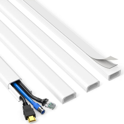 Delamu TV Cord Hider, Covers for 56.7in L x 0.94in W x 0.47in H, White