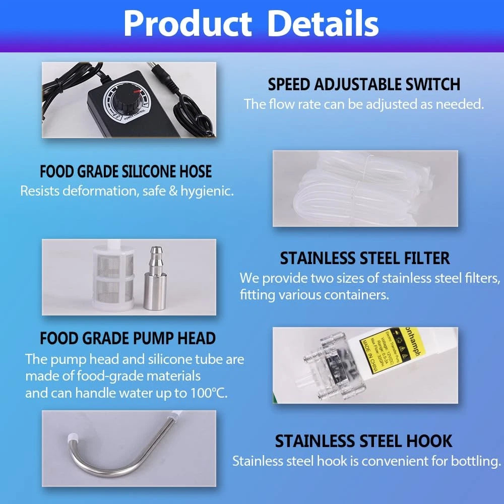 Food Grade Small Electric Water Transfer Small, White-with Speed Adjustable