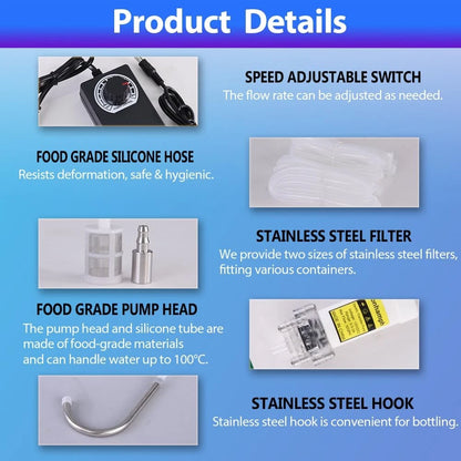 Food Grade Small Electric Water Transfer Small, White-with Speed Adjustable