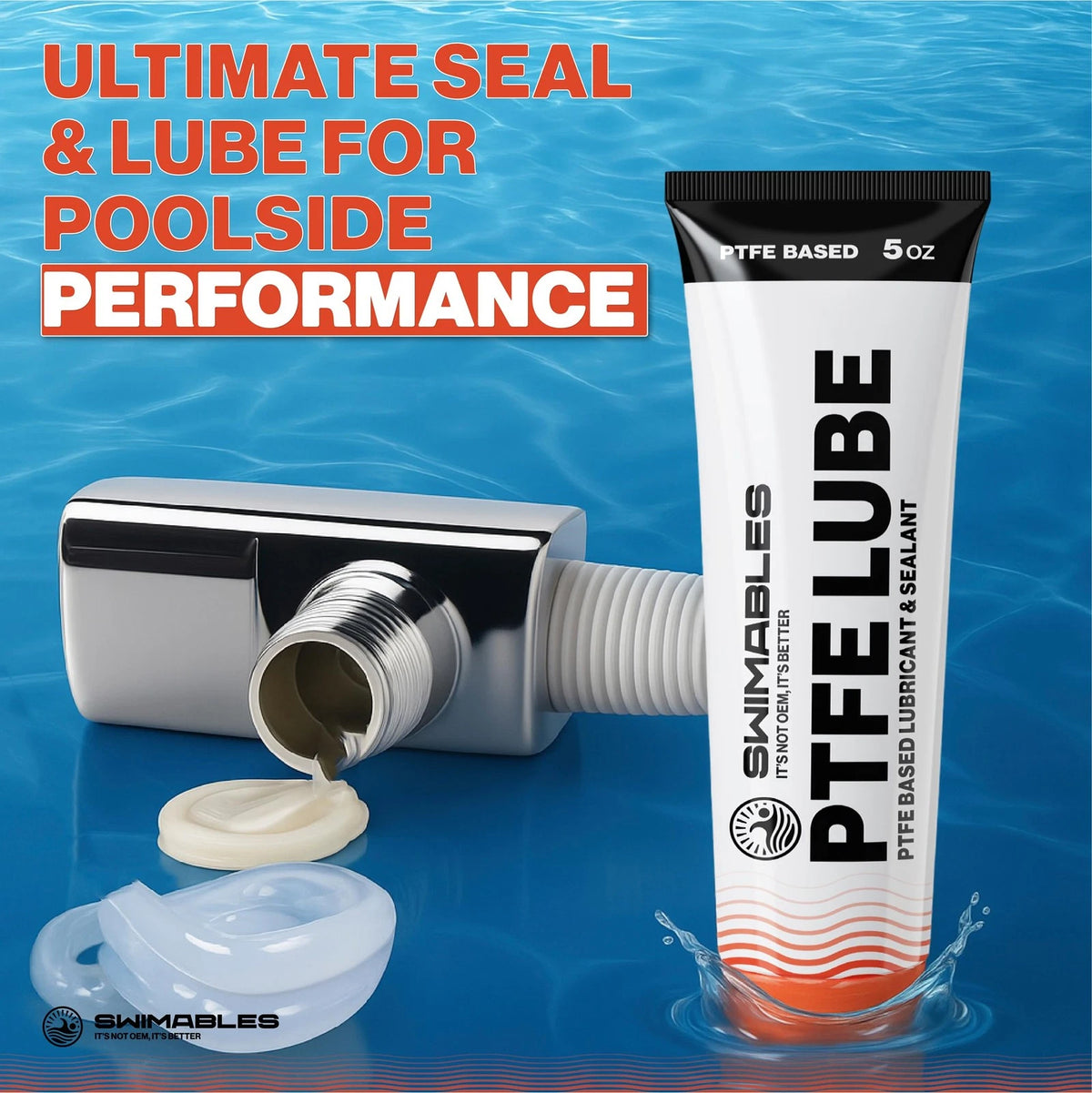 Swimables PTFE Lube 5oz - PFAS-Free Food-Grade Ceramic 1 Pack, White