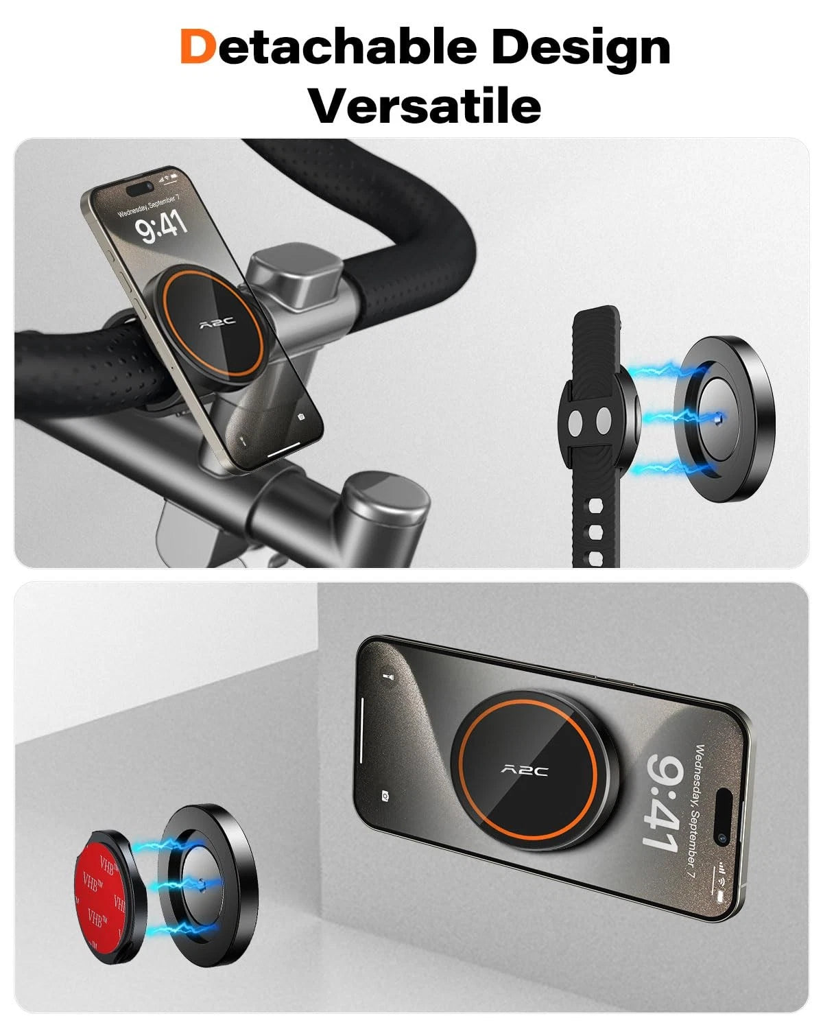A2C Gym Fitness Phone Mount for MagSafe - 17 N54 Strong Magnets Stable Grey