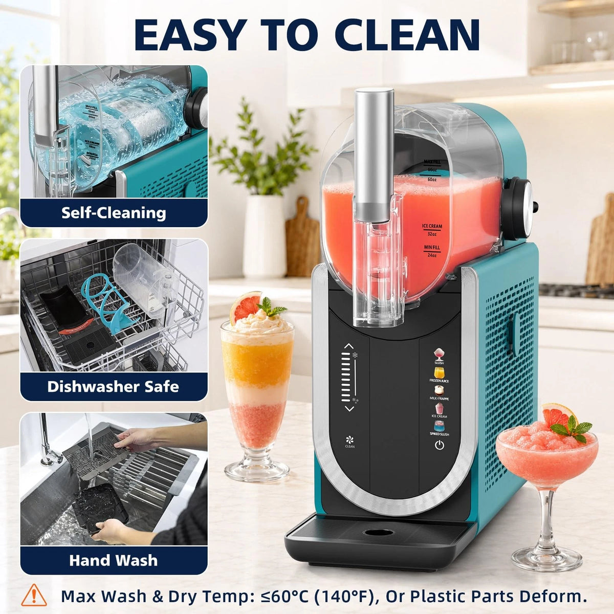 Slushie Machine No Ice Needed, Slushy for Home, 5 Large, DARK GREEN