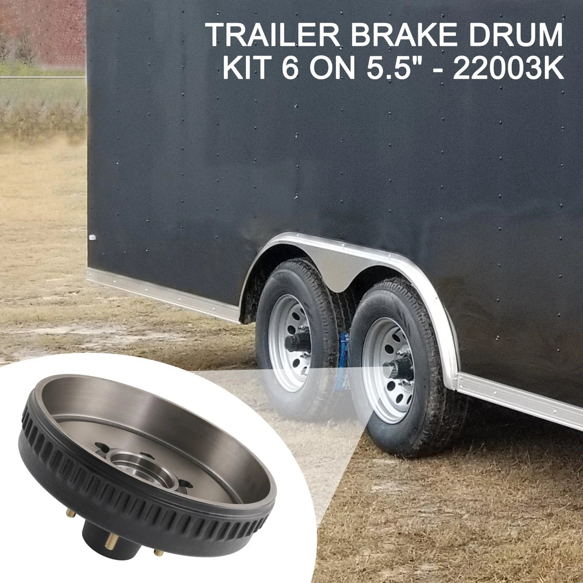 12" x 2" Trailer Brake Drum Kit 6 on 5.5" Replacement for 6 5.5