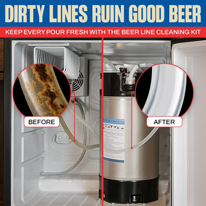 Kegerator Cleaning Kit with 1 LB Beer Line Cleaner Made in USA – 30+ White