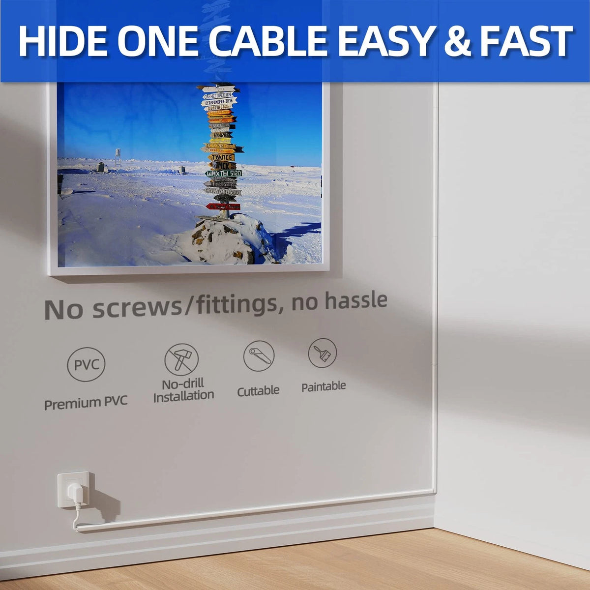 Delamu 128in Cord Hider for 1 Cord, L X 0.48in W X 0.30in H, White